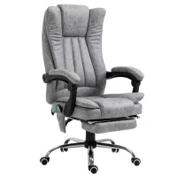 Vinsetto Microfiber Office Chair, High Back Computer Chair with 6 Point Massage, Heat, Adjustable Height and Retractable Footrest, Grey(m-11)