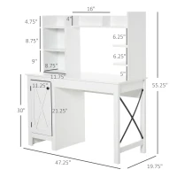 HOMCOM Home Office Computer Desk with Hutch and Storage Cabinet and 6 Shelves, White(m-3)