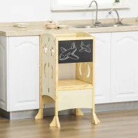 Qaba Kids kitchen step stool Foldable Step Stool with Blackboard & Lockable Handrail(m-8)