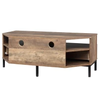 HOMCOM Corner TV Stand for TV up to 46", Entertainment Center with Open Storage and Drawers, TV Table with Steel Legs, Coffee(m-10)