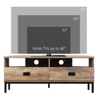 HOMCOM Corner TV Stand for TV up to 46", Entertainment Center with Open Storage and Drawers, TV Table with Steel Legs, Coffee(m-7)
