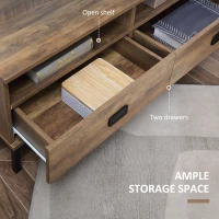 HOMCOM Corner TV Stand for TV up to 46", Entertainment Center with Open Storage and Drawers, TV Table with Steel Legs, Coffee(m-6)