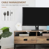 HOMCOM Corner TV Stand for TV up to 46", Entertainment Center with Open Storage and Drawers, TV Table with Steel Legs, Coffee(m-5)