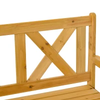 Outsunny Wooden Outdoor Storage Bench 2-Person Backyard Patio Bench with Louvered Side Panels & Wood Build, Yellow(m-11)