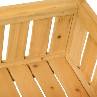 Outsunny Wooden Outdoor Storage Bench 2-Person Backyard Patio Bench with Louvered Side Panels & Wood Build, Yellow(m-13)