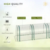 Outsunny 13' x 3' x 2.5' Mini Greenhouse, Portable Tunnel Green House with Roll-Up Zippered Doors, UV Waterproof Cover, Steel Frame, Clear(m-5)