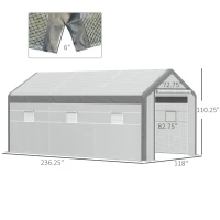 Outsunny 20' L x 10' W x 9' H Large Walk-in Greenhouse with Roll Up Door, 8 Closeable Windows, & Weather PE Cover(m-3)