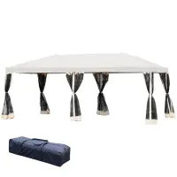 Outsunny 10'x20' Pop Up Party Tent Gazebo Wedding Canopy with 6 Removable Mesh Sidewalls(m-1)