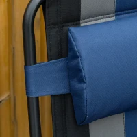 Outsunny XL Oversize Zero Gravity Recliner, Padded Patio Lounger Chair, Folding Chair with Adjustable Backrest, Cup Holder, and Headrest for Backyard, Poolside, Lawn, Striped, Blue(m-8)