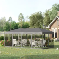 Outsunny 10'x19' Pop Up Party Tent Gazebo Wedding Canopy with 6 Removable Sidewalls, Grey(m-2)