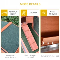 PawHut Rabbit Cage Outdoor, 62" Wooden Outdoor Rabbit Hutch, Small Animal Habitat with Detachable Run and Elevated Main House, Natural(m-7)