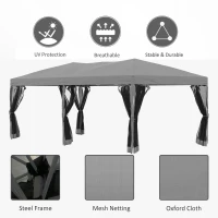 Outsunny 10'x19' Pop Up Party Tent Gazebo Wedding Canopy with 6 Removable Sidewalls, Grey(m-4)