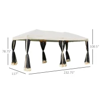 Outsunny 10'x20' Pop Up Party Tent Gazebo Wedding Canopy with 6 Removable Mesh Sidewalls(m-3)