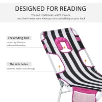Outsunny 2-Piece Foldable Sun Lounger Reclining Chair with 5-Level Adjustable Back, Pillow, Reading Hole, Side Pocket(m-4)