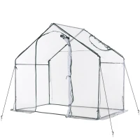 Outsunny 6' x 3' x 5.5' Portable Walk-in Greenhouse, PVC Cover, Steel Frame Garden Hot House, Zipper Door, Top Vent for Flowers, Vegetables, Saplings, Clear(m-9)