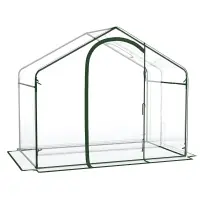 Outsunny 6' x 3' x 5.5' Portable Walk-in Greenhouse, PVC Cover, Steel Frame Garden Hot House, Zipper Door, Top Vent for Flowers, Vegetables, Saplings, Clear(m-1)