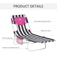 Outsunny 2-Piece Foldable Sun Lounger Reclining Chair with 5-Level Adjustable Back, Pillow, Reading Hole, Side Pocket(m-7)