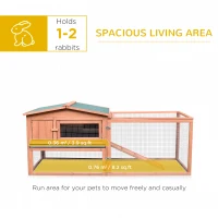 PawHut Rabbit Cage Outdoor, 62" Wooden Outdoor Rabbit Hutch, Small Animal Habitat with Detachable Run and Elevated Main House, Natural(m-5)