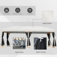 Outsunny 10'x20' Pop Up Party Tent Gazebo Wedding Canopy with 6 Removable Mesh Sidewalls(m-4)