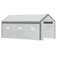 Outsunny 20' L x 10' W x 9' H Large Walk-in Greenhouse with Roll Up Door, 8 Closeable Windows, & Weather PE Cover(m-1)