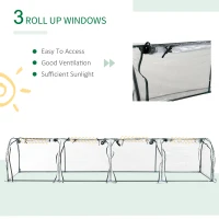 Outsunny 13' x 3' x 2.5' Mini Greenhouse, Portable Tunnel Green House with Roll-Up Zippered Doors, UV Waterproof Cover, Steel Frame, Clear(m-4)