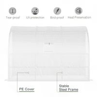 Outsunny 10' x 5' x 7' Outdoor Walk-In Greenhouse, Plant Nursery with Zippered Doors, PE Cover and 3 Wire Shelves, White(m-7)