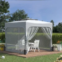 Outsunny Foldable Gazebo Canopy Tent w/ Wheeled Carry Bag, Weight Bags, Mesh Sidewalls(m-2)