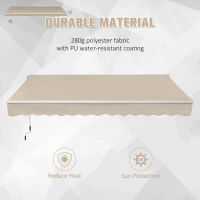 Outsunny 12' x 8' Retractable Awning Patio Awnings Sun Shade Shelter with Manual Crank Handle, 280g/m² UV & Water-Resistant Fabric and Aluminum Frame for Deck, Balcony, Yard, Tan(m-6)