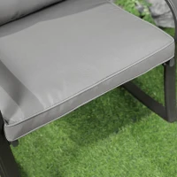 Outsunny 3 Pieces Patio Wicker Rocking Chairs Table Set, Outdoor PE Rattan Furniture with 2 Rockers & 1 Coffee Table w/ Padded Cushions for Deck, Backyard, Garden, Dark Grey(m-7)