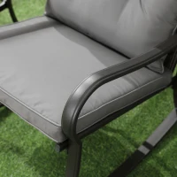 Outsunny 3 Pieces Patio Wicker Rocking Chairs Table Set, Outdoor PE Rattan Furniture with 2 Rockers & 1 Coffee Table w/ Padded Cushions for Deck, Backyard, Garden, Dark Grey(m-9)