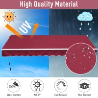 Outsunny 12x8ft Sun Awning Retractable Sun Shade For Decks Home Depot Awning, Wine Red(m-4)
