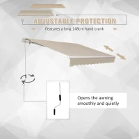Outsunny 12' x 8' Retractable Awning Patio Awnings Sun Shade Shelter with Manual Crank Handle, 280g/m² UV & Water-Resistant Fabric and Aluminum Frame for Deck, Balcony, Yard, Tan(m-4)