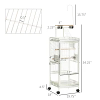 PawHut 54 Inch Bird Cage for Finches, Budgies, Cockatiels, Parrot Cage with Wheels, Bird Feeder Stand, Pull Out Tray, White(m-3)