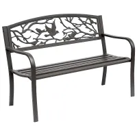 Outsunny 50" Vintage Bird Pattern Garden Cast Iron Patio Bench - Brown(m-1)