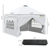 Outsunny 10' x 10' Pop Up Canopy Tent, Instant Sun Shelter, Tents for Parties, with Wheeled Carry Bag, for Outdoor, Garden, Patio, White(m-3)