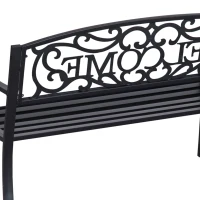 Outsunny 50" 2-Person Garden Bench Loveseat with Cast Iron Decorative Welcome Vines, Outdoor Patio Bench for Backyard, Porch, Entryway(m-11)