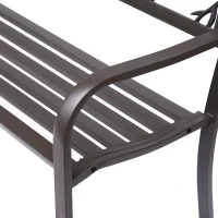 Outsunny 50" Vintage Bird Pattern Garden Cast Iron Patio Bench - Brown(m-9)