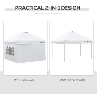 Outsunny 10' x 10' Pop Up Canopy Tent, Instant Sun Shelter, Tents for Parties, with Wheeled Carry Bag, for Outdoor, Garden, Patio, White(m-4)
