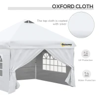 Outsunny 10' x 10' Pop Up Canopy Tent, Instant Sun Shelter, Tents for Parties, with Wheeled Carry Bag, for Outdoor, Garden, Patio, White(m-6)