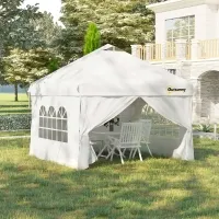 Outsunny 10' x 10' Pop Up Canopy Tent, Instant Sun Shelter, Tents for Parties, with Wheeled Carry Bag, for Outdoor, Garden, Patio, White(m-1)