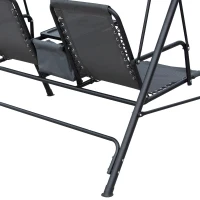 Outsunny 2-Seat Outdoor Porch Swing, with Pivot Storage Table, Cup Holder, & Adjustable Overhead Canopy, Stand's Skid-Resistant Feet Pad, Breathable Mesh Seat, Steel Frame, for Patio, Gray(m-10)