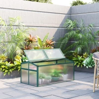 Outsunny Aluminium Cold Frame Greenhouse Garden Portable Raised Planter with Openable Top for Indoor, Outdoor, Flowers, Vegetables, Plants, 51" x 28" x 24"(m-1)