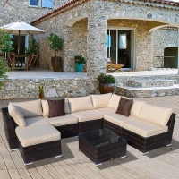 Outsunny 8pcs Garden Sectional Rattan Sofa Set All Weather w/ Cushion(m-2)