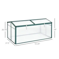 Outsunny Aluminium Cold Frame Greenhouse Garden Portable Raised Planter with Openable Top for Indoor, Outdoor, Flowers, Vegetables, Plants, 51" x 28" x 24"(m-3)