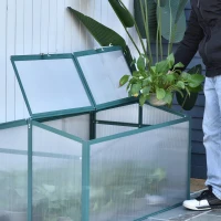 Outsunny Aluminium Cold Frame Greenhouse Garden Portable Raised Planter with Openable Top for Indoor, Outdoor, Flowers, Vegetables, Plants, 51" x 28" x 24"(m-9)