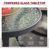 Outsunny 3 Pieces Outdoor Bistro Set, 2 Swivel Rocker Chairs and 1 Round Tempered Glass Table with Cushion, Red(m-6)