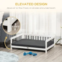 PawHut Wood Dog Bed with Supportive Cushion, Elevated Dog Bed with Removable Cushion Cover, Cute Dog Bed Frame with Pine Wood, Black and White Dog Bed(m-5)