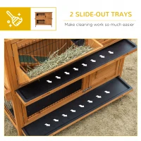 PawHut 47" 2-Story Rabbit Hutch, Wooden Bunny Cage, Guinea Pig House, with 2 Handles for Easy Movement, No Leak Tray, Openable Roof, Ramp, Feeding Shelf for Indoor/Outdoor, Orange(m-6)
