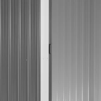 Outsunny 8' x 3.5' Metal Lean to Garden Shed, Outdoor Storage Shed, Garden Tool House with Double Sliding Doors, 2 Air Vents for Backyard, Patio, Lawn, Gray(m-8)