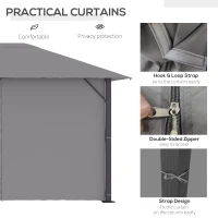 Outsunny 10' x 13' Patio Gazebo Aluminum Frame Outdoor Canopy Shelter with Sidewalls, Vented Roof for Garden, Lawn, Backyard, and Deck, Gray(m-5)